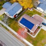 Residential Solar Panels view from the sky.