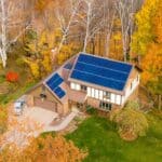 Residential Solar Panels on a house in the fall.