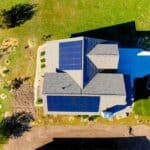 Residential Solar Panels from a sky view.
