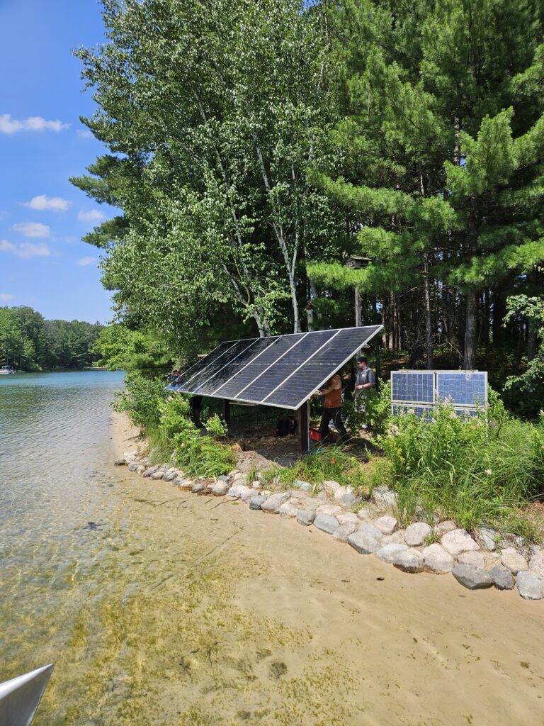 off grid cabin solar installation northern michigan