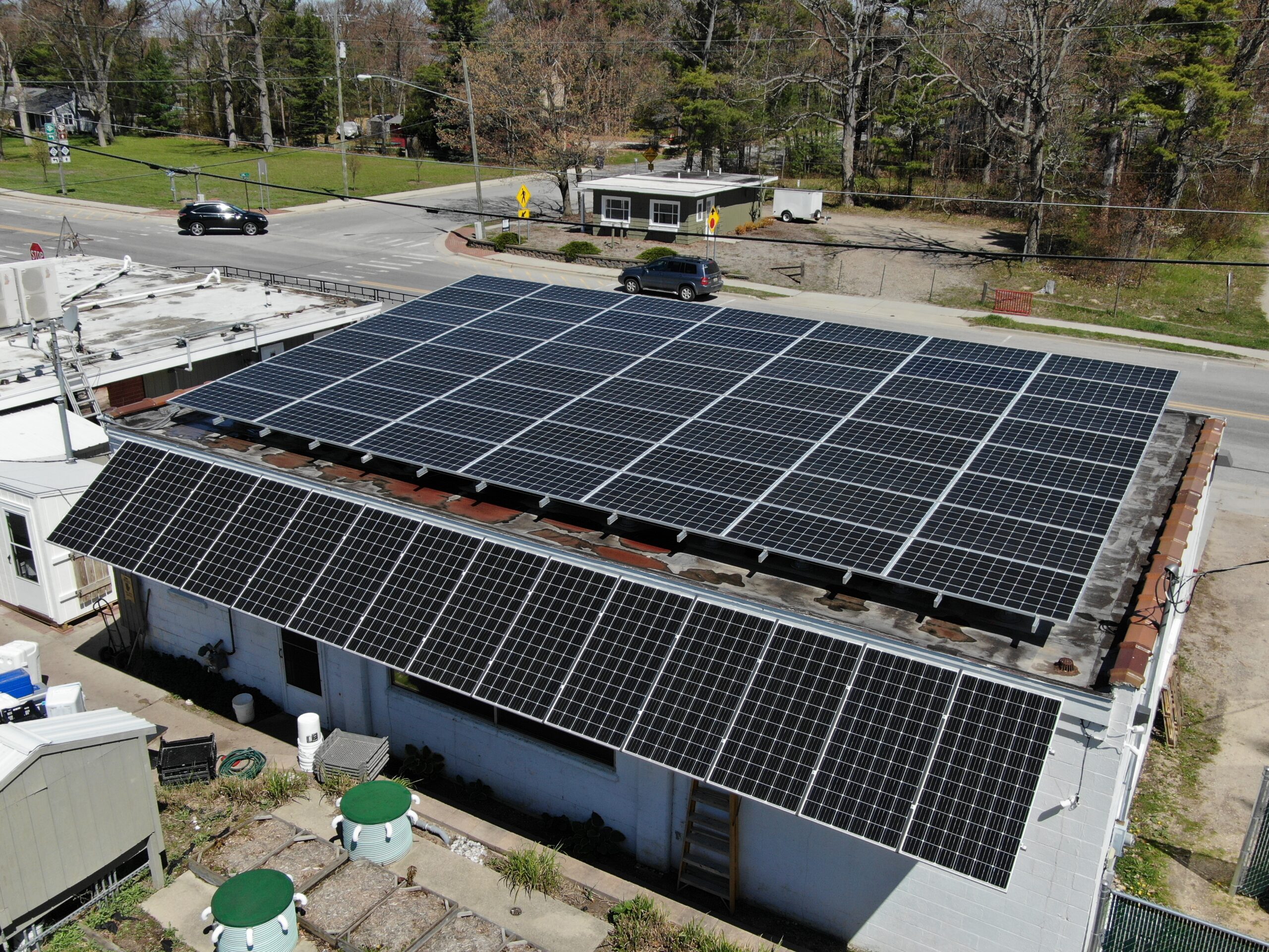 Commercial roof-mounted solar installation for a restaurant in Glen Arbor, MI
