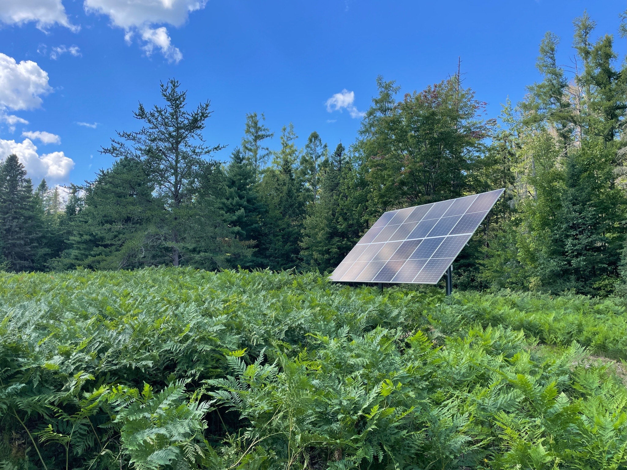 ground-mounted solar array with adjustable racking for a remote property in Boyne City, MI