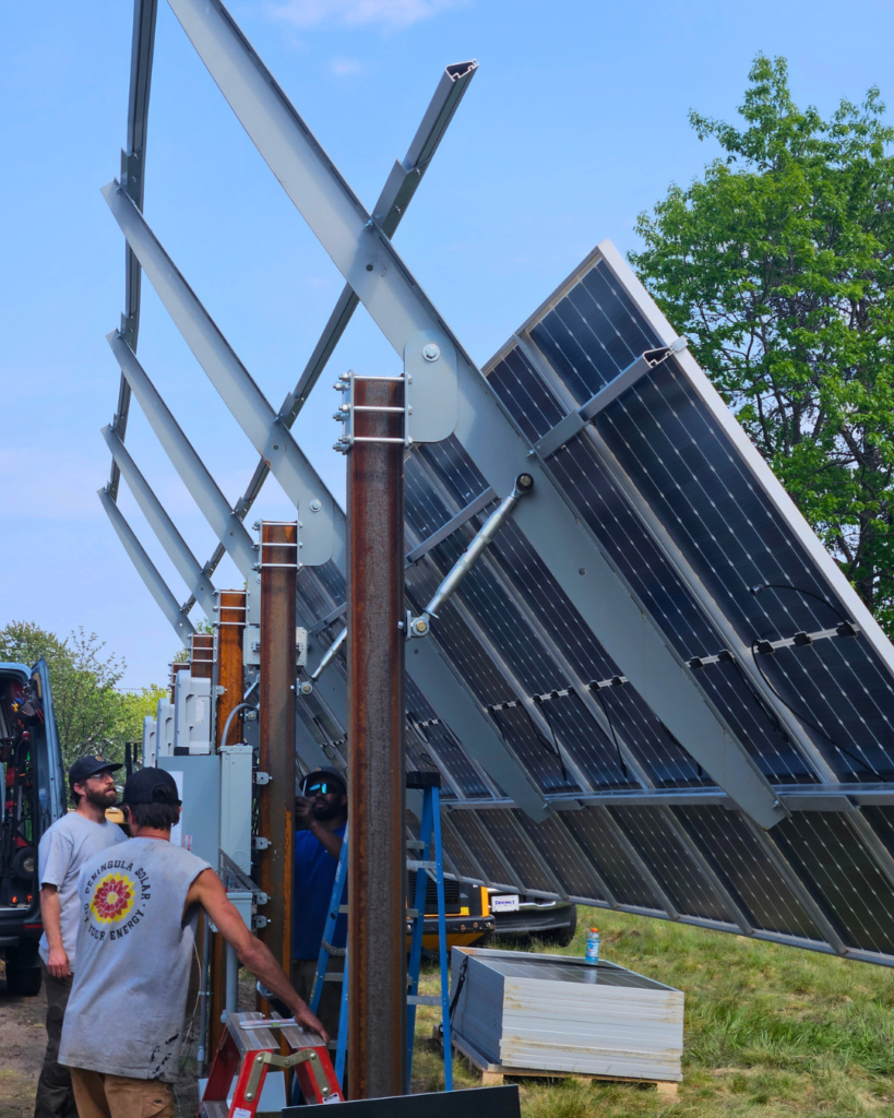 Ground mount solar array with engineered racking in Northern Michigan